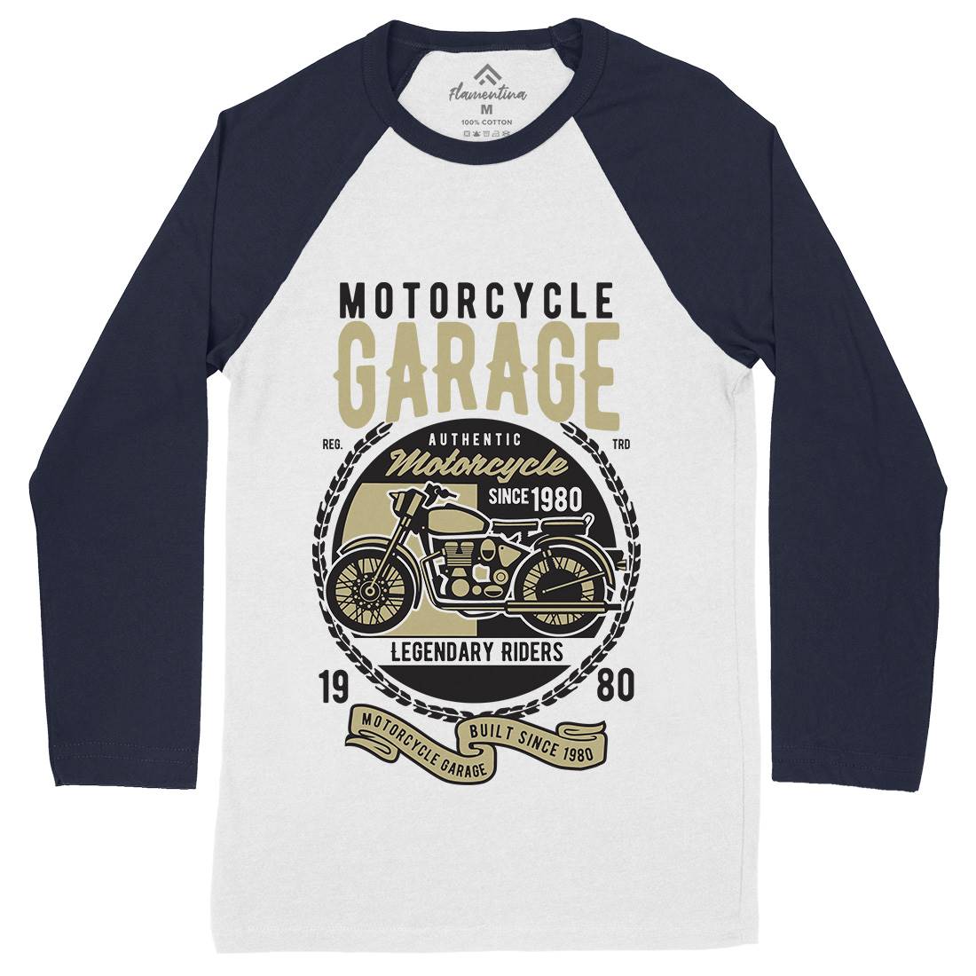 Classic Mens Long Sleeve Baseball T-Shirt Motorcycles B424