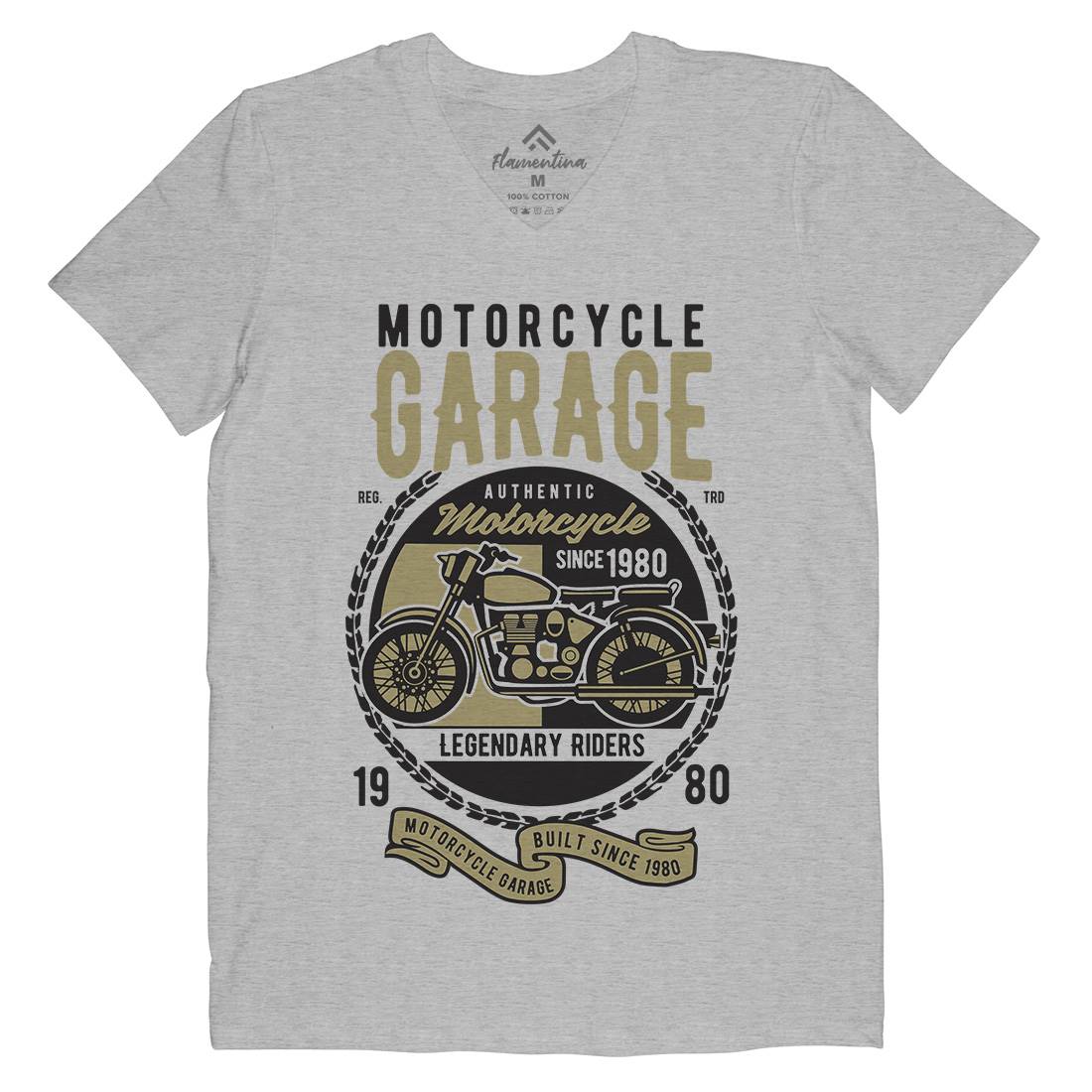 Classic Mens Organic V-Neck T-Shirt Motorcycles B424