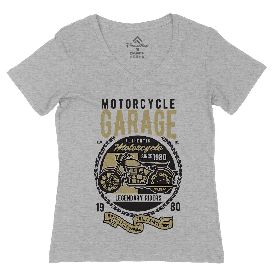 Classic Womens Organic V-Neck T-Shirt Motorcycles B424