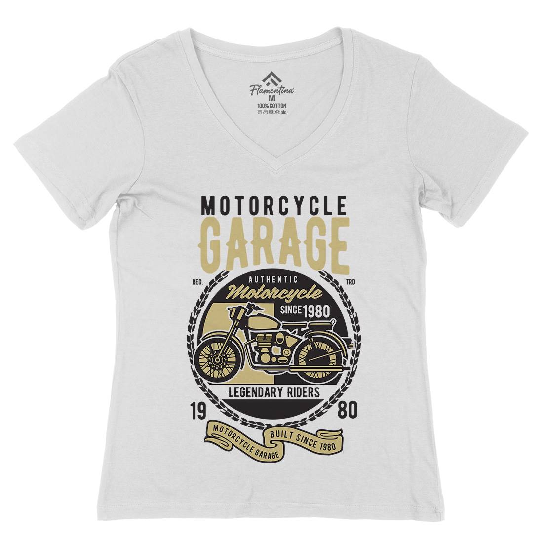 Classic Womens Organic V-Neck T-Shirt Motorcycles B424