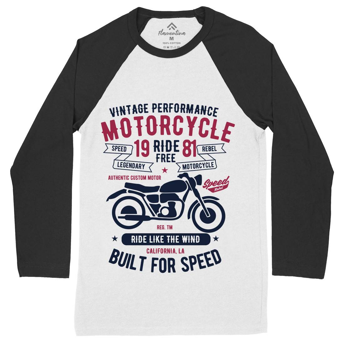 Ride Free Mens Long Sleeve Baseball T-Shirt Motorcycles B425