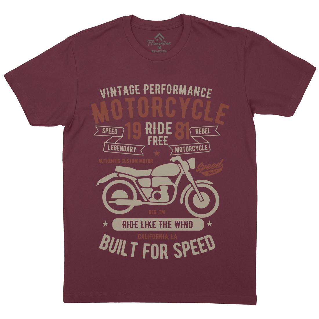 Ride Free Mens Crew Neck T-Shirt Motorcycles B425