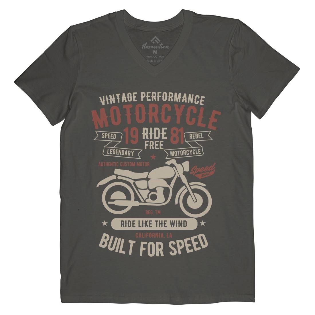 Ride Free Mens V-Neck T-Shirt Motorcycles B425
