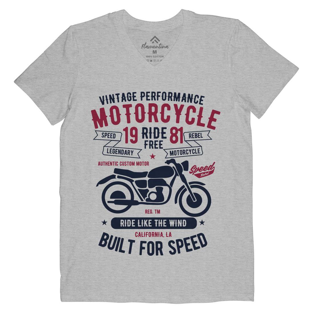 Ride Free Mens Organic V-Neck T-Shirt Motorcycles B425