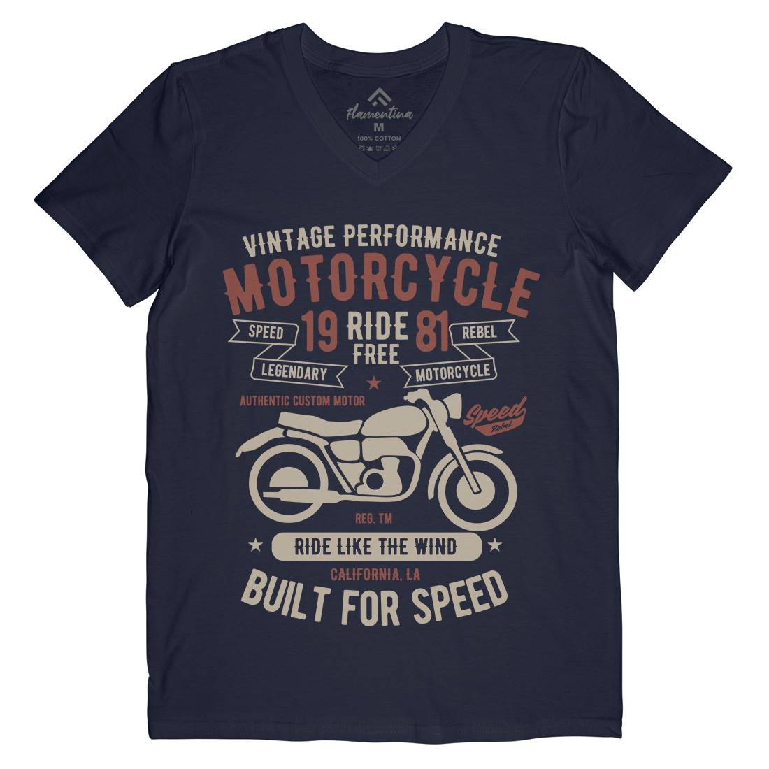 Ride Free Mens Organic V-Neck T-Shirt Motorcycles B425