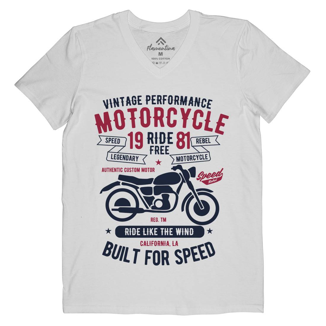 Ride Free Mens V-Neck T-Shirt Motorcycles B425