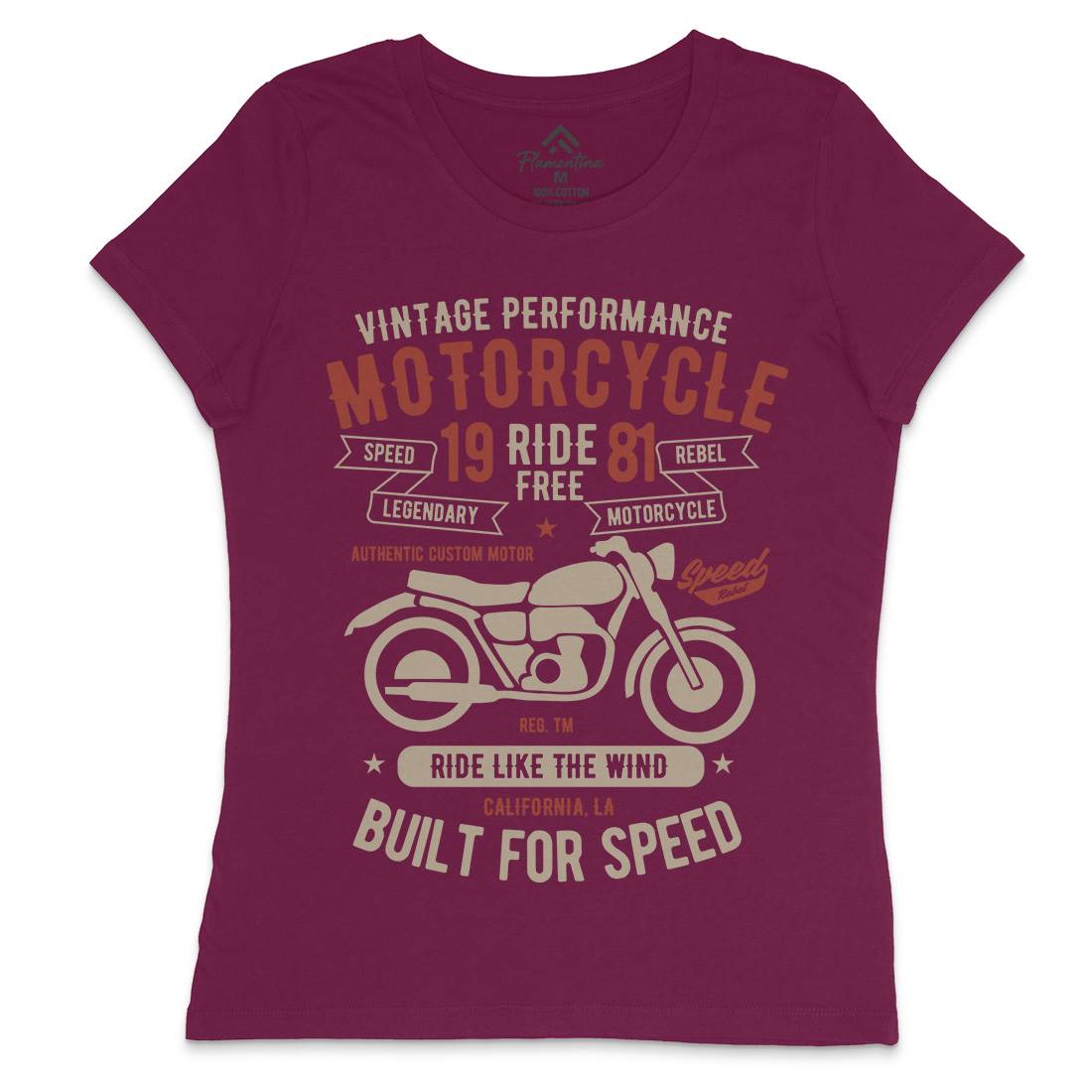 Ride Free Womens Crew Neck T-Shirt Motorcycles B425