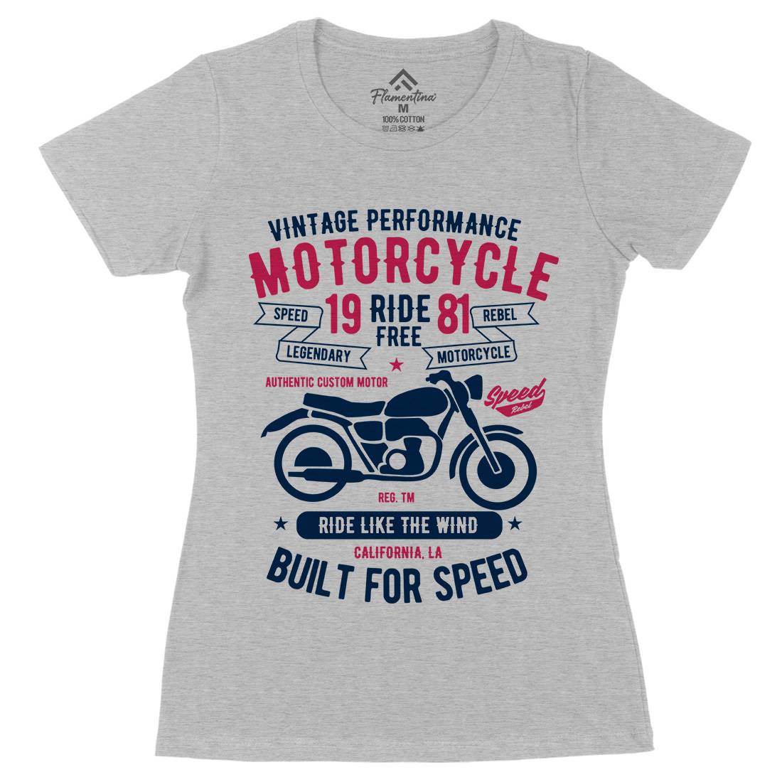 Ride Free Womens Organic Crew Neck T-Shirt Motorcycles B425