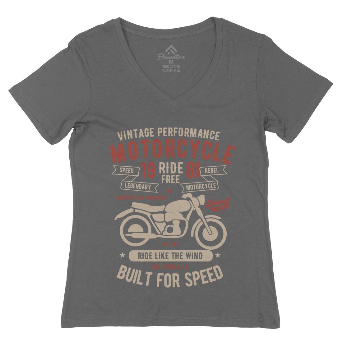 Ride Free Womens Organic V-Neck T-Shirt Motorcycles B425