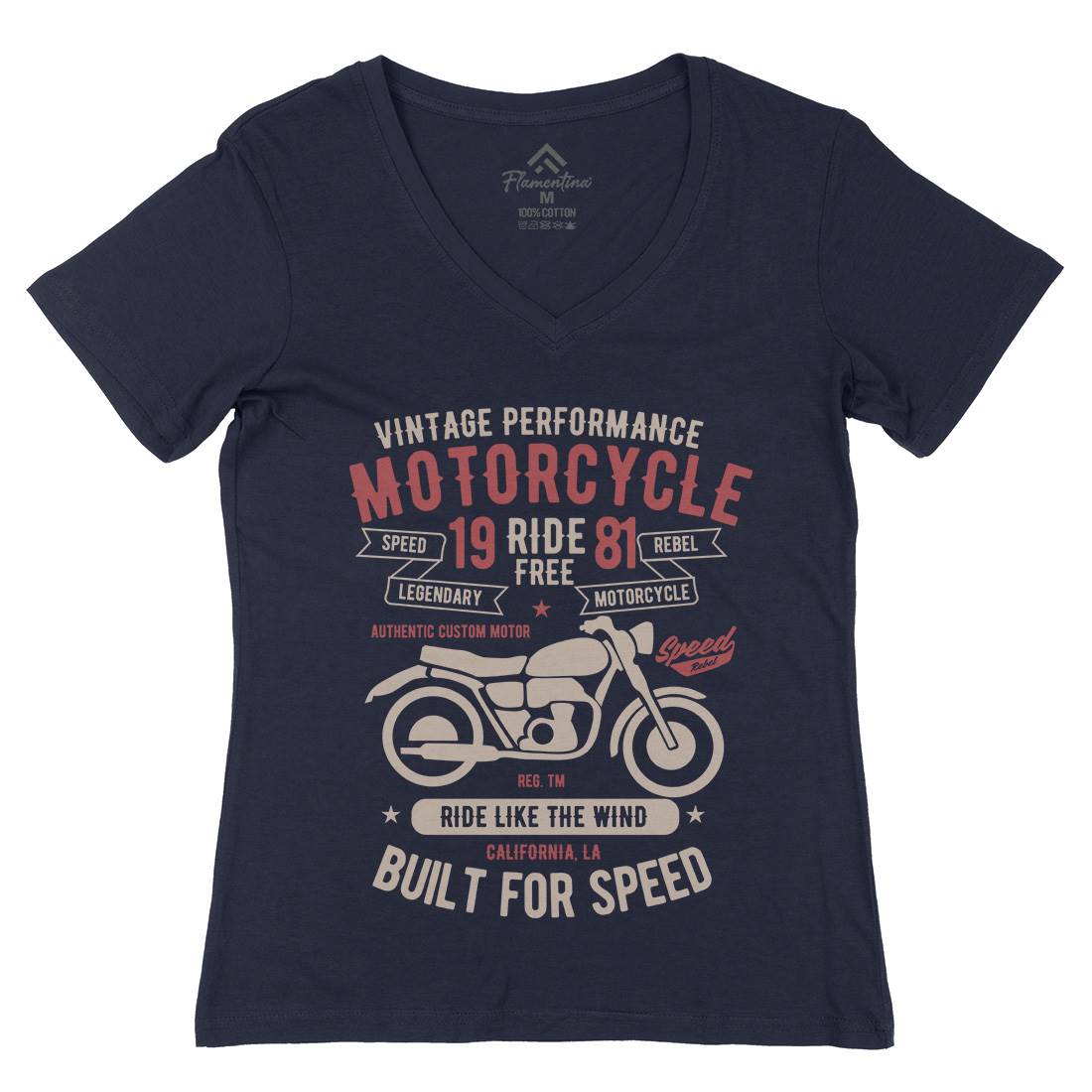 Ride Free Womens Organic V-Neck T-Shirt Motorcycles B425