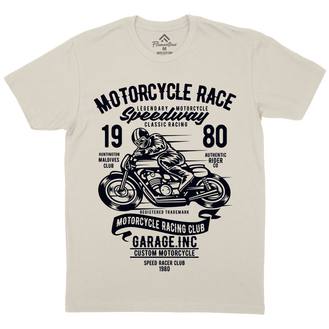 Race Mens Organic Crew Neck T-Shirt Motorcycles B426