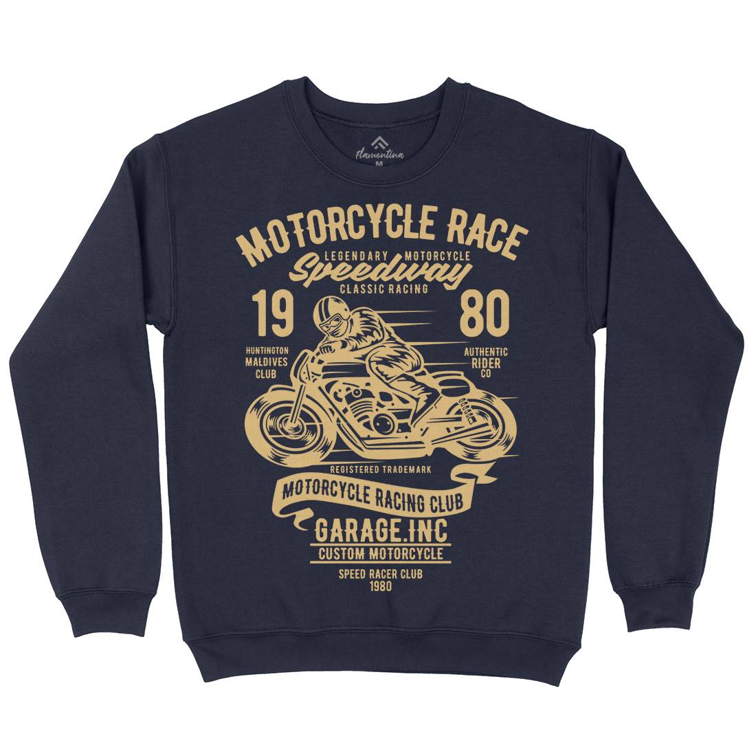 Race Mens Crew Neck Sweatshirt Motorcycles B426