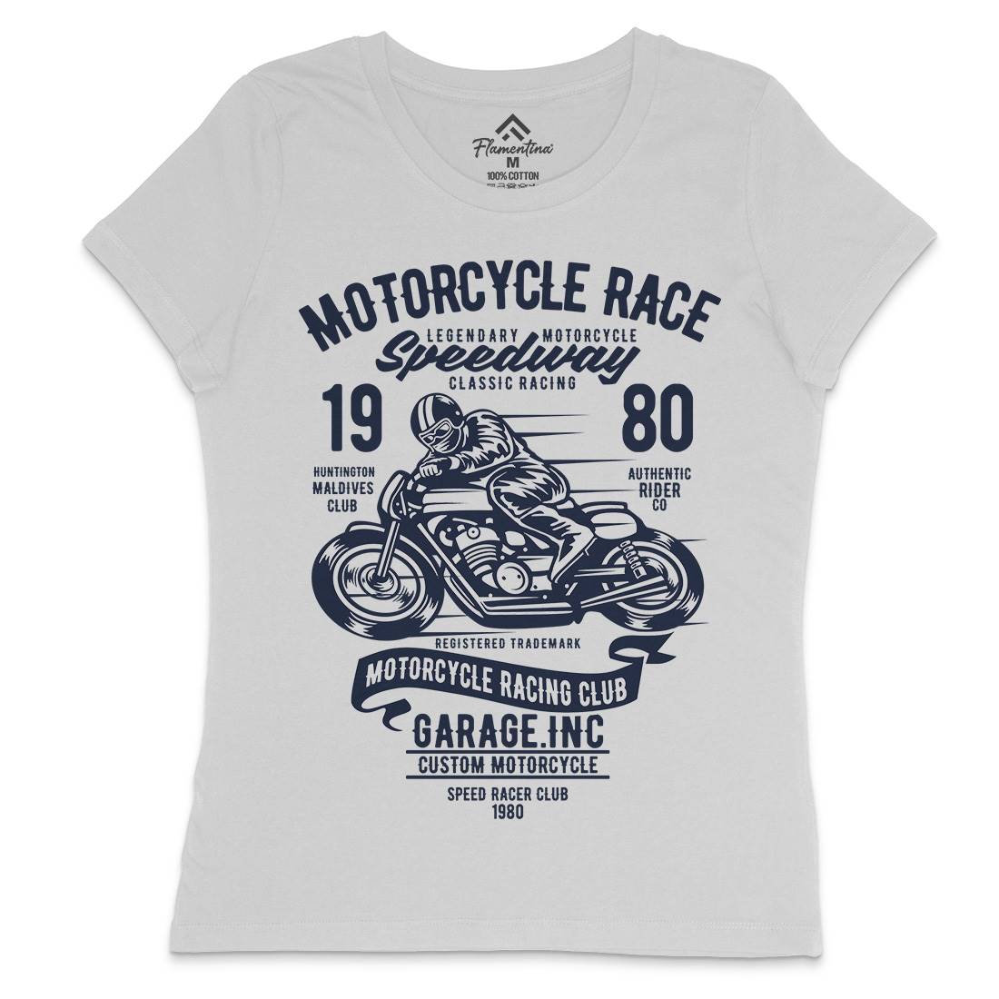 Race Womens Crew Neck T-Shirt Motorcycles B426