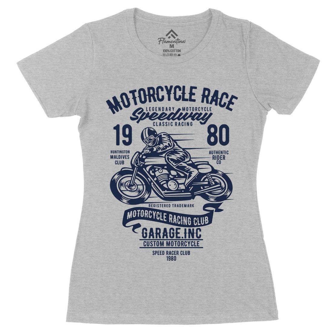 Race Womens Organic Crew Neck T-Shirt Motorcycles B426