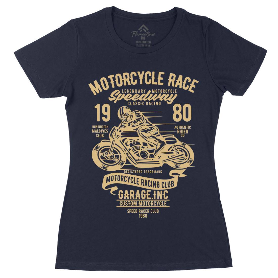 Race Womens Organic Crew Neck T-Shirt Motorcycles B426