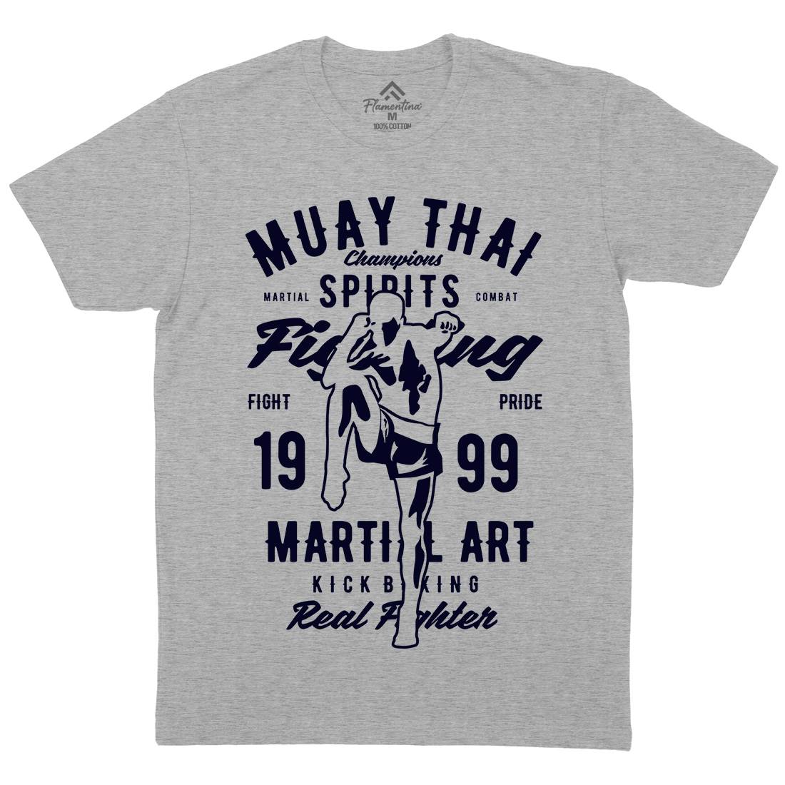 Muay Thai Mens Organic Crew Neck T-Shirt Sport B427