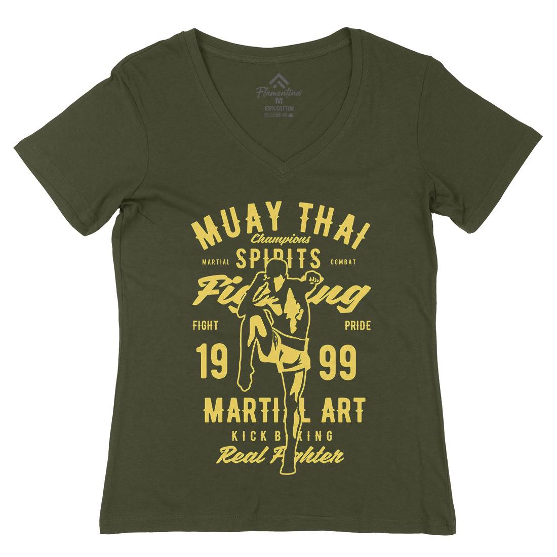Muay Thai Womens Organic V-Neck T-Shirt Sport B427