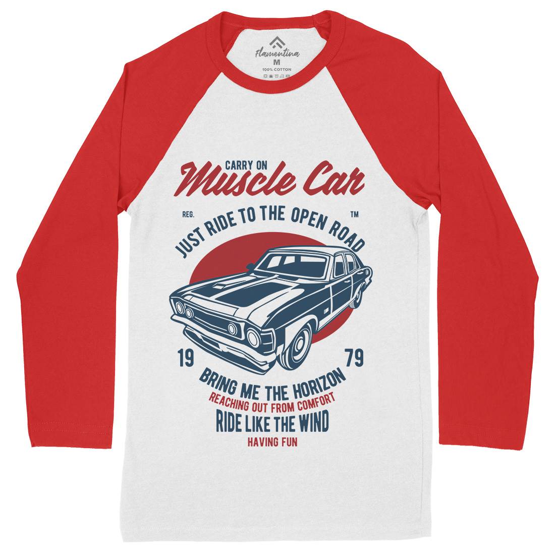 Muscle Car Mens Long Sleeve Baseball T-Shirt Cars B428