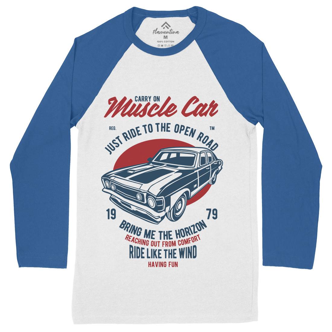 Muscle Car Mens Long Sleeve Baseball T-Shirt Cars B428
