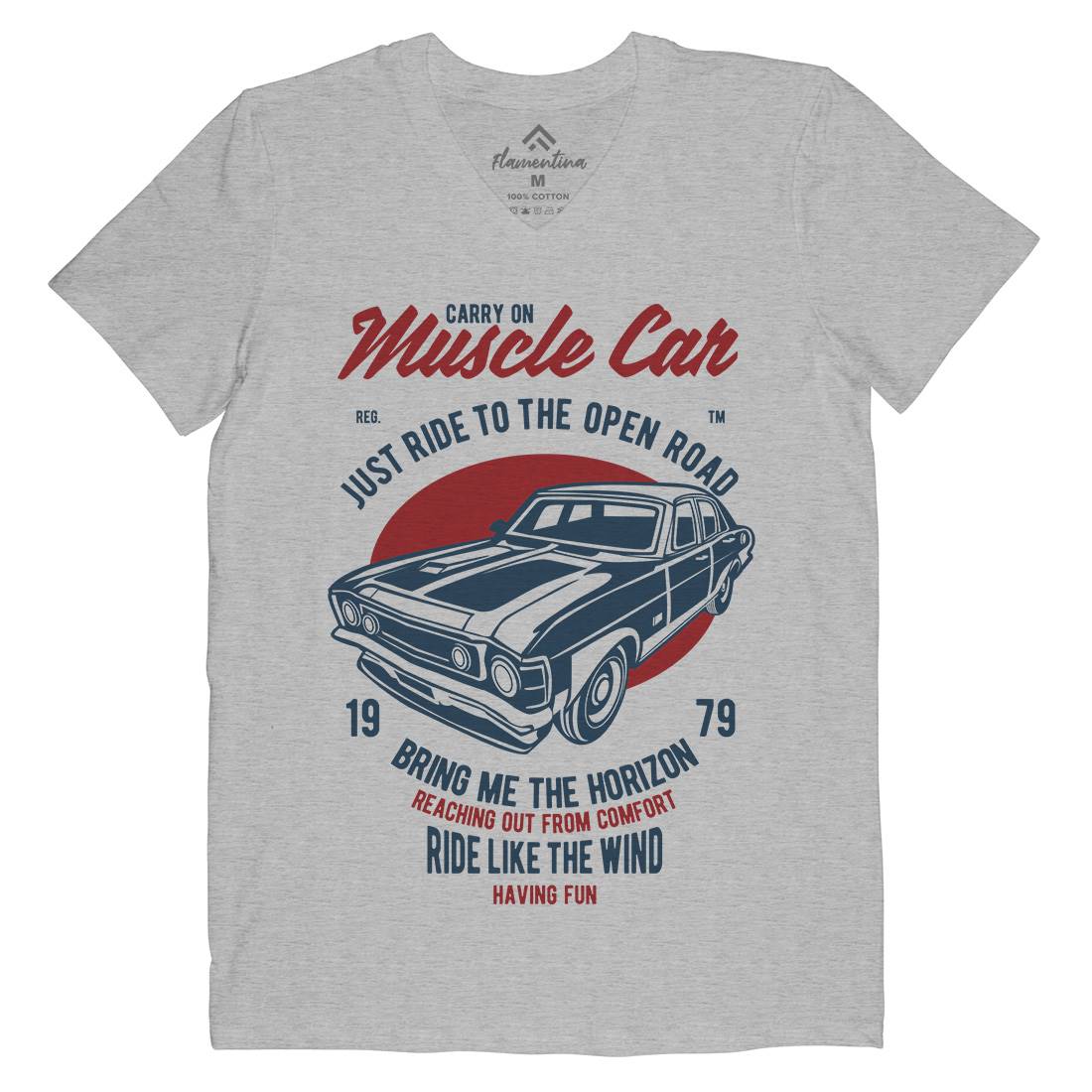 Muscle Car Mens Organic V-Neck T-Shirt Cars B428