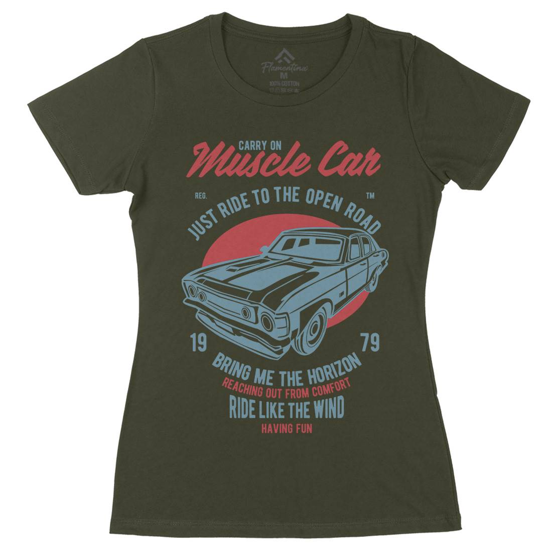 Muscle Car Womens Organic Crew Neck T-Shirt Cars B428
