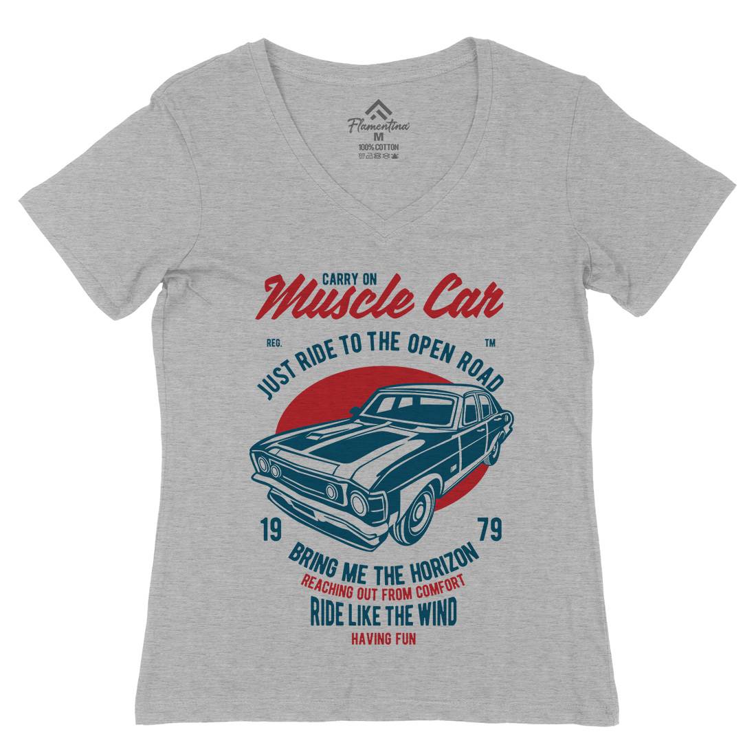 Muscle Car Womens Organic V-Neck T-Shirt Cars B428