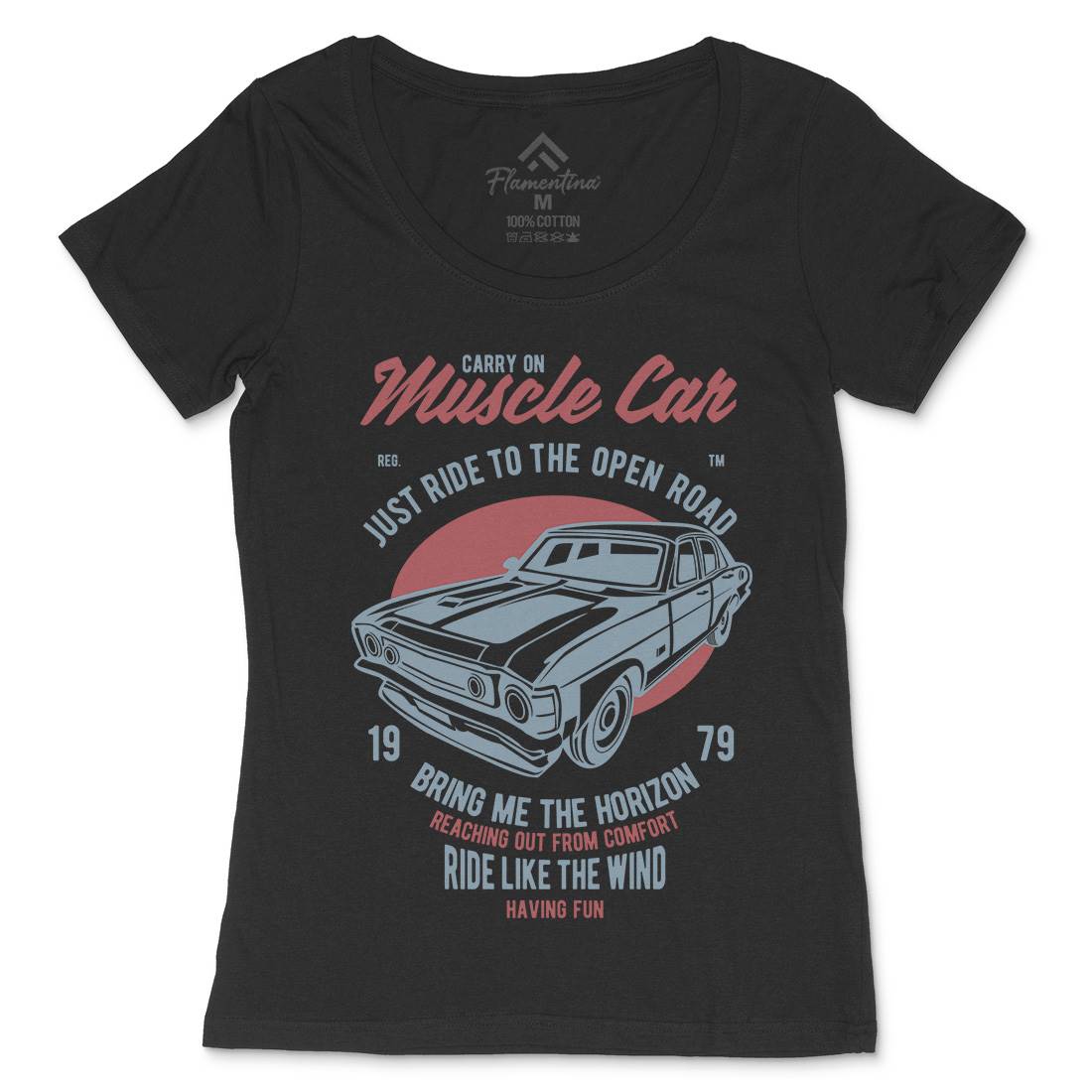 Muscle Car Womens Scoop Neck T-Shirt Cars B428