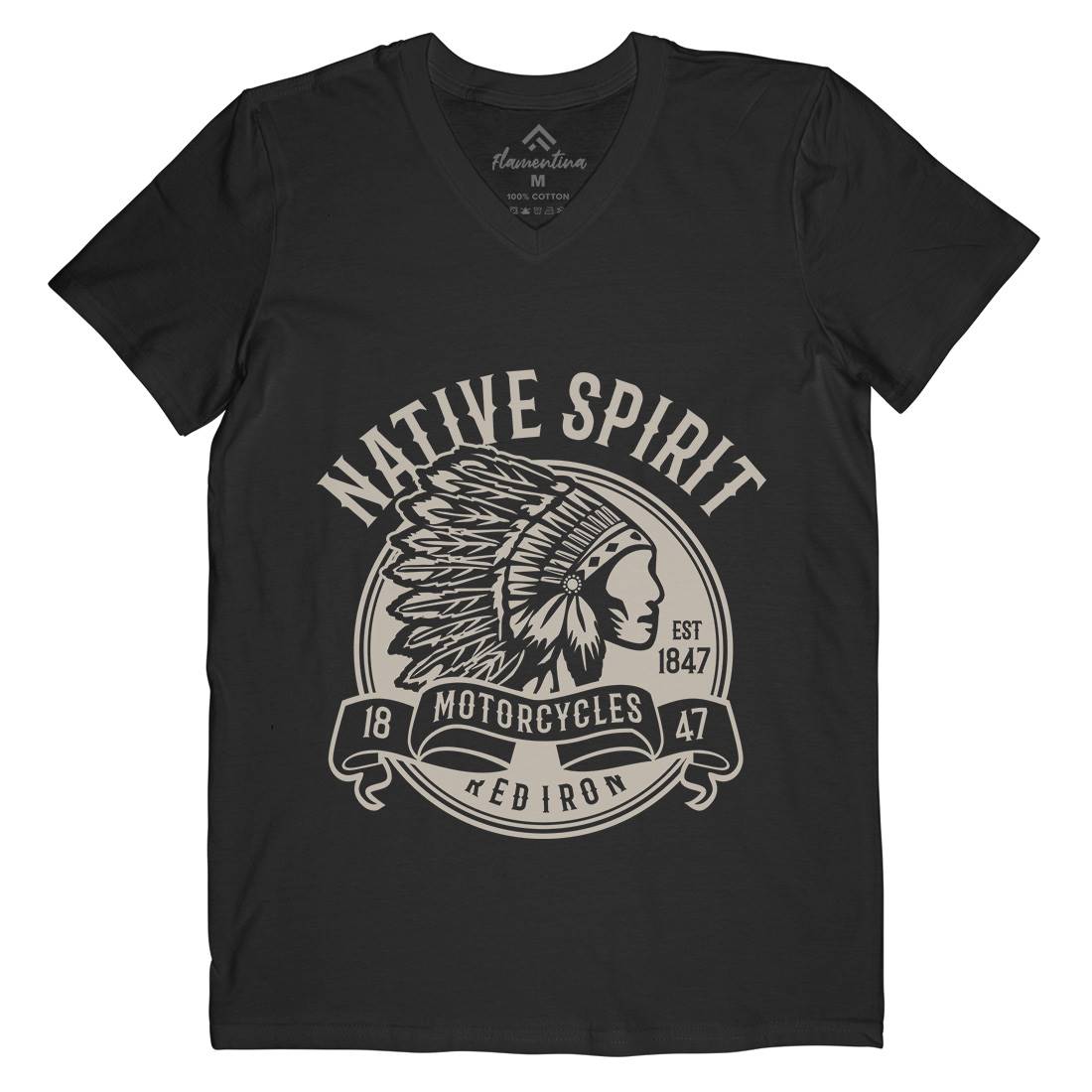 Native Spirit Mens V-Neck T-Shirt American B429
