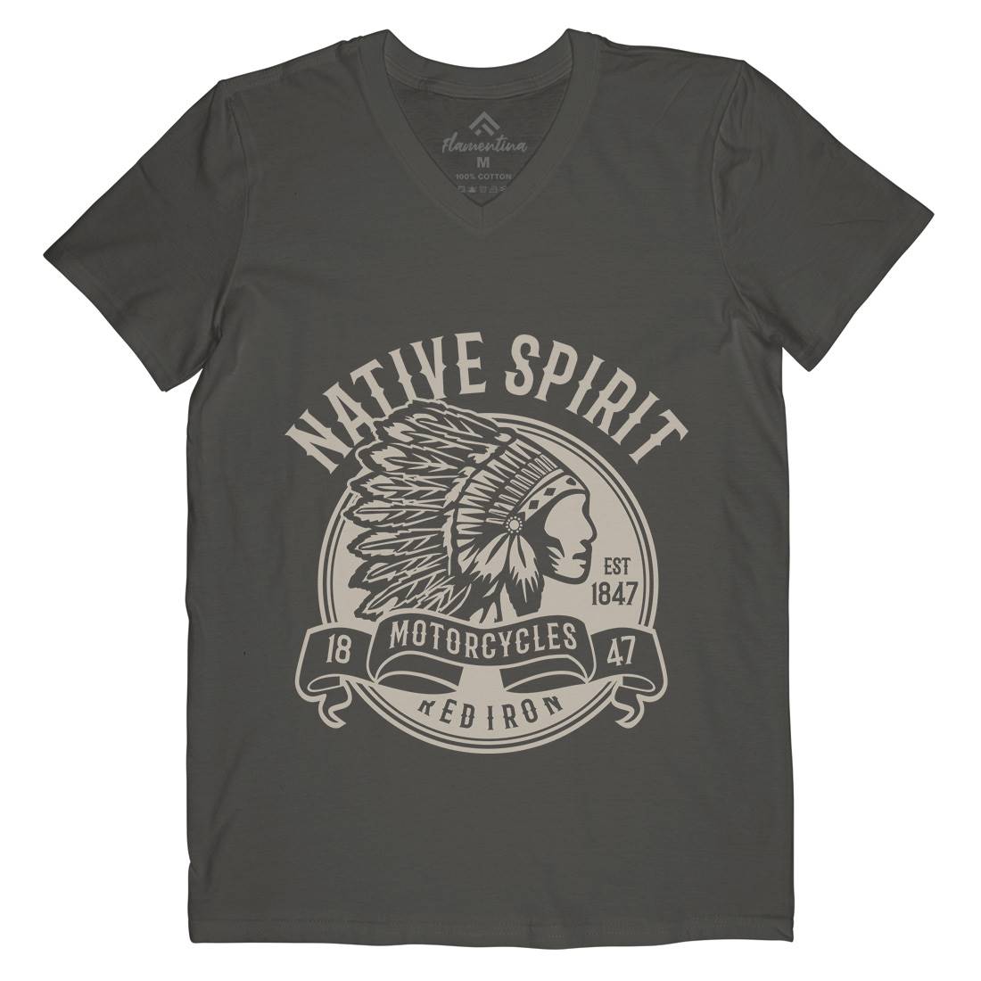 Native Spirit Mens V-Neck T-Shirt American B429