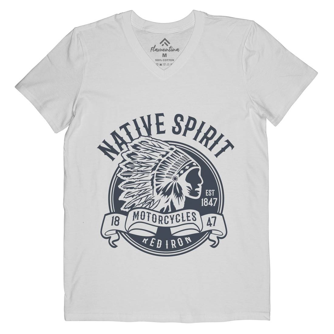 Native Spirit Mens Organic V-Neck T-Shirt American B429