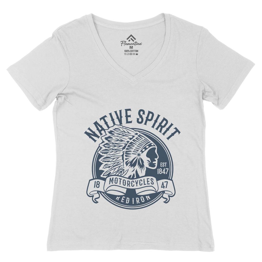 Native Spirit Womens Organic V-Neck T-Shirt American B429
