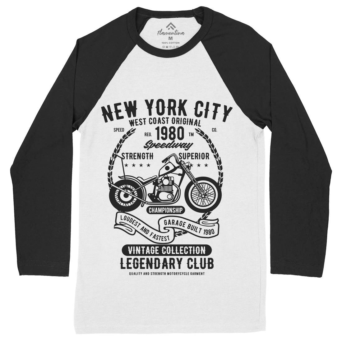 New York City Speedway Mens Long Sleeve Baseball T-Shirt Motorcycles B430