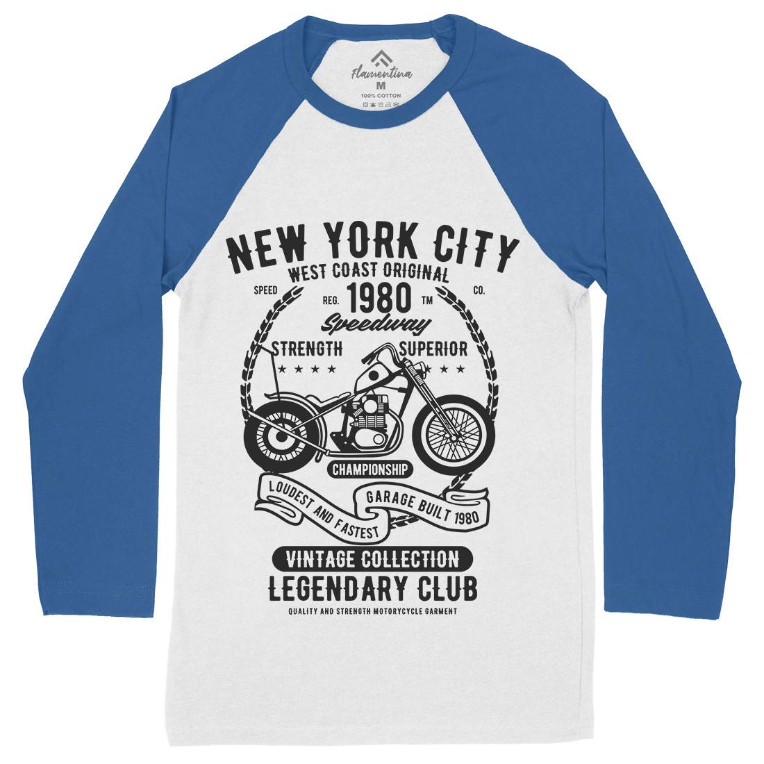 New York City Speedway Mens Long Sleeve Baseball T-Shirt Motorcycles B430
