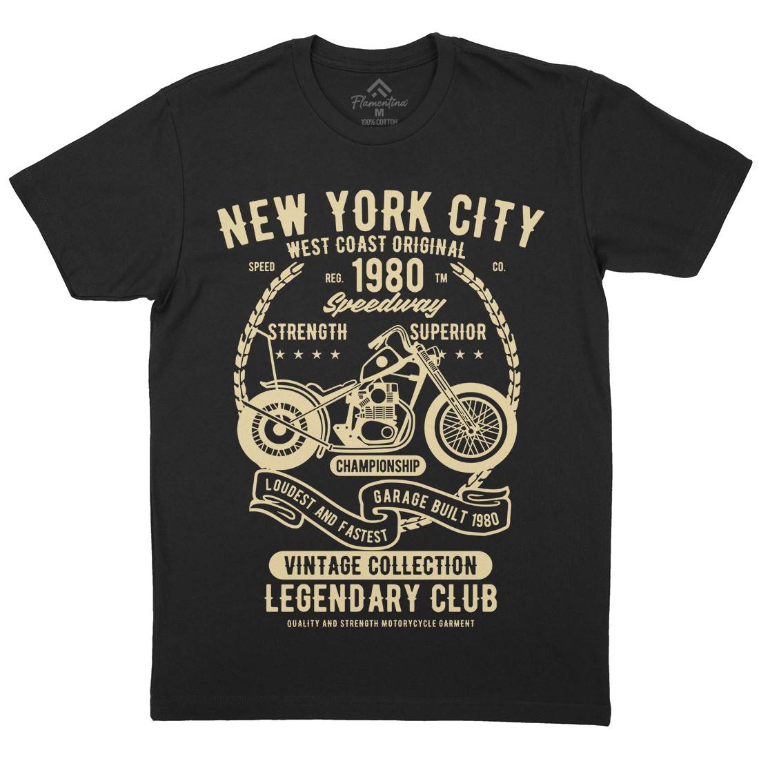 New York City Speedway Mens Organic Crew Neck T-Shirt Motorcycles B430