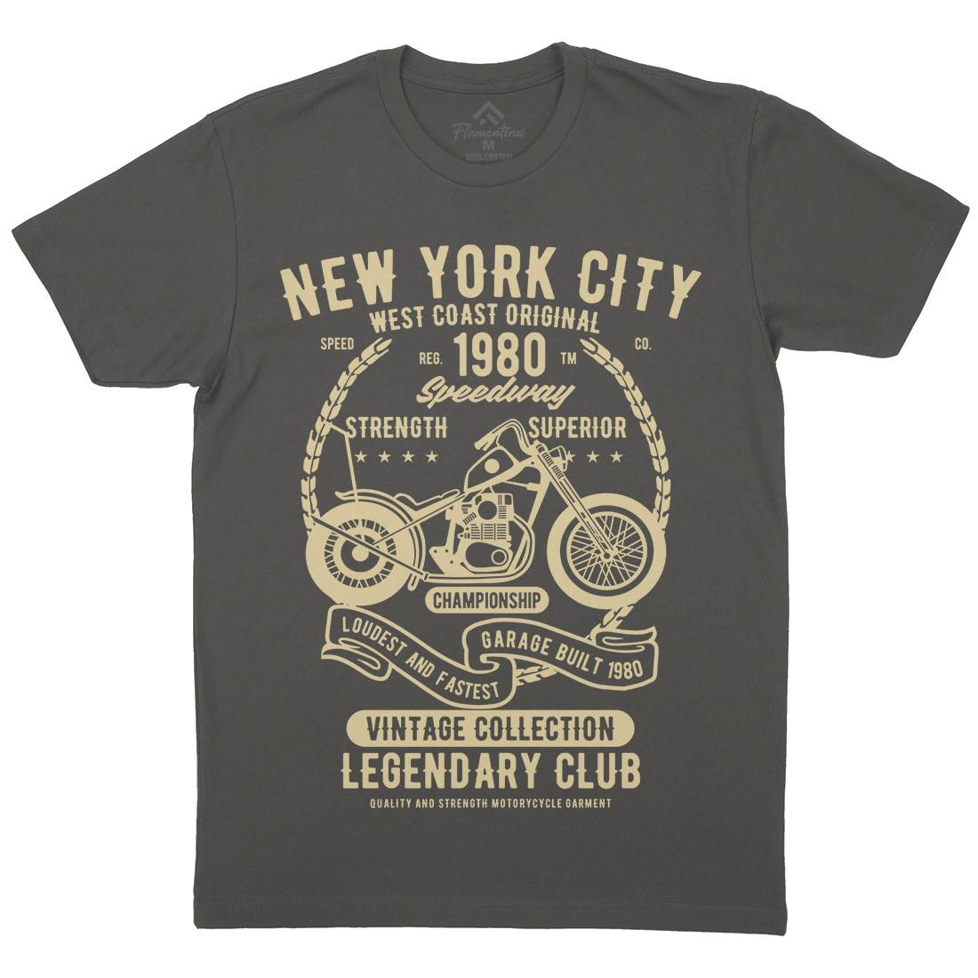 New York City Speedway Mens Crew Neck T-Shirt Motorcycles B430