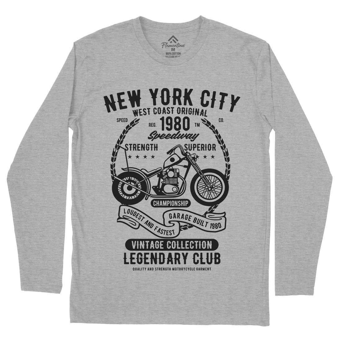 New York City Speedway Mens Long Sleeve T-Shirt Motorcycles B430