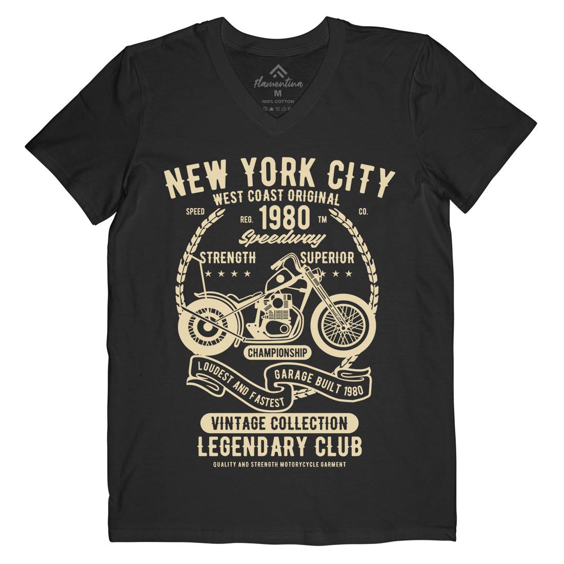 New York City Speedway Mens Organic V-Neck T-Shirt Motorcycles B430