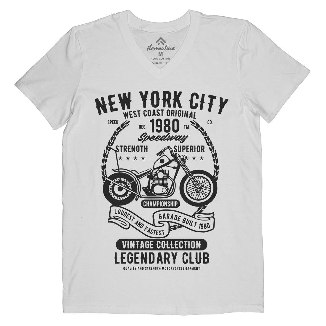 New York City Speedway Mens Organic V-Neck T-Shirt Motorcycles B430