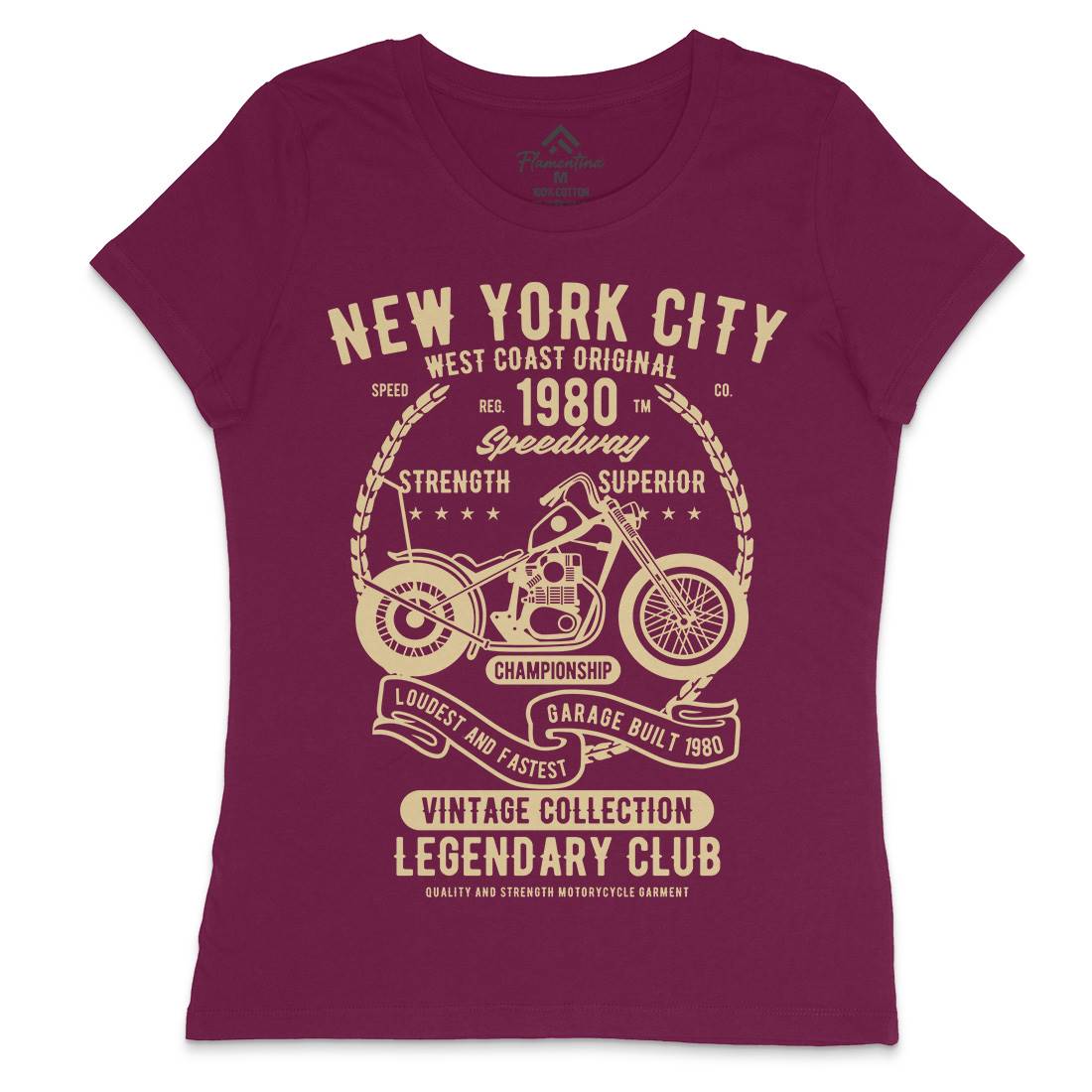 New York City Speedway Womens Crew Neck T-Shirt Motorcycles B430