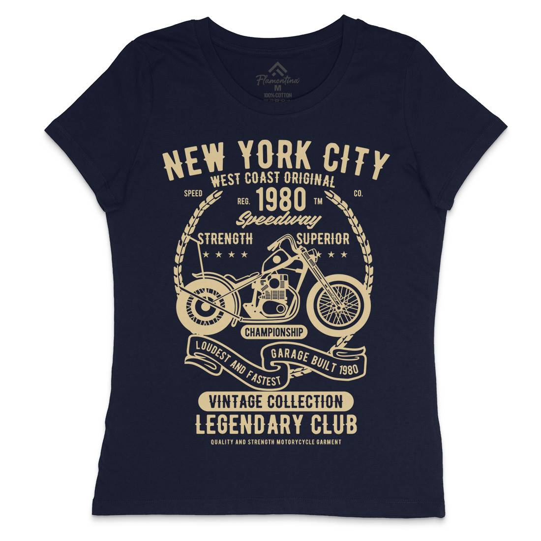 New York City Speedway Womens Crew Neck T-Shirt Motorcycles B430