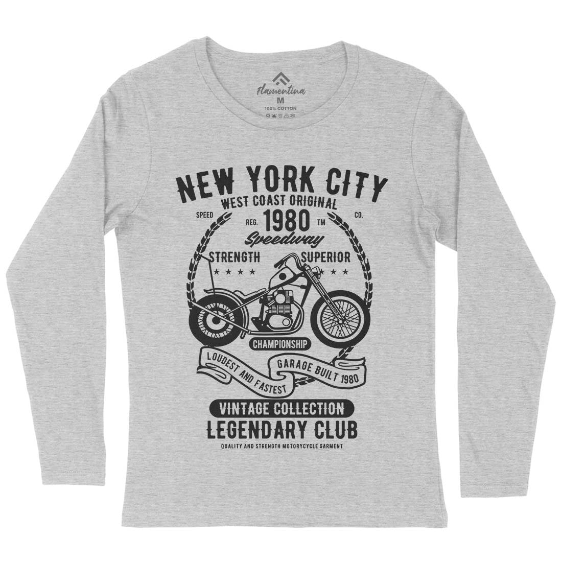 New York City Speedway Womens Long Sleeve T-Shirt Motorcycles B430