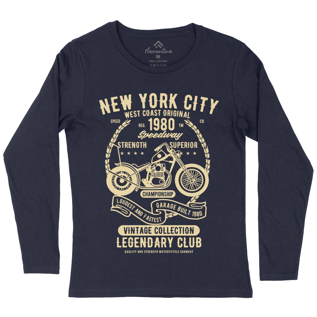 New York City Speedway Womens Long Sleeve T-Shirt Motorcycles B430
