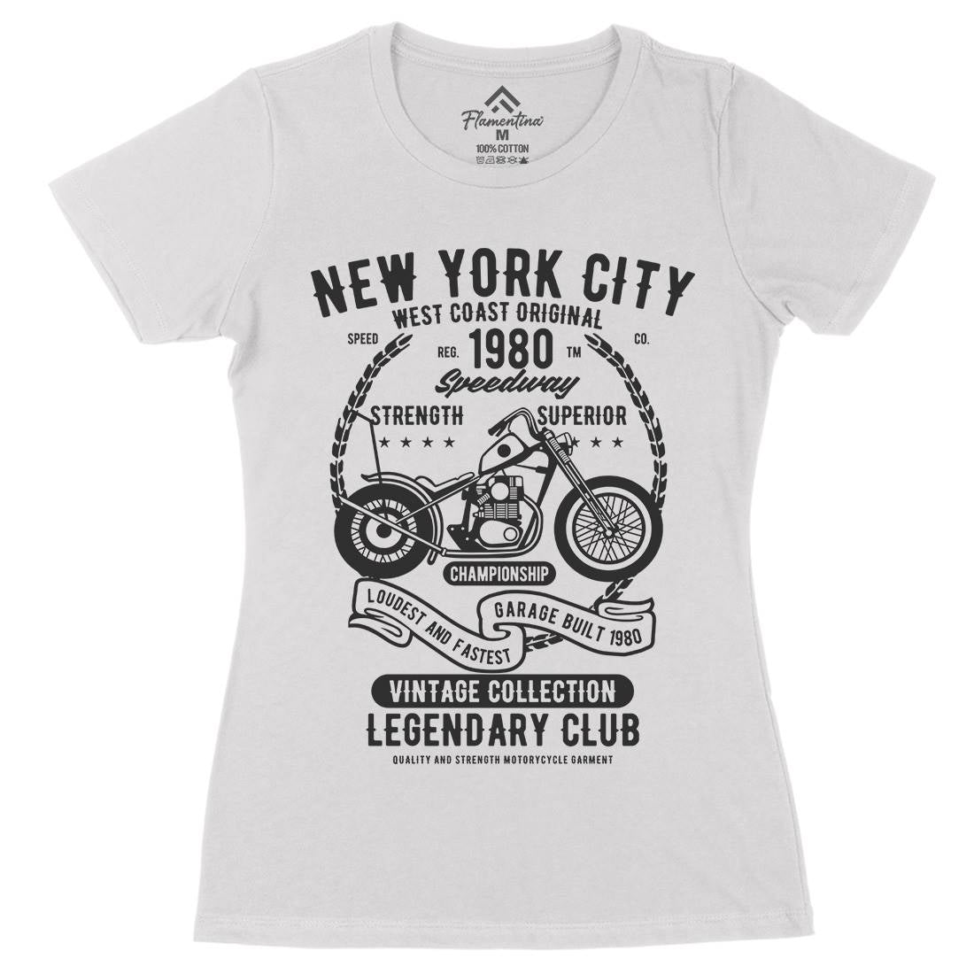 New York City Speedway Womens Organic Crew Neck T-Shirt Motorcycles B430