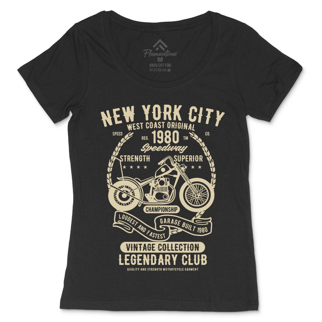 New York City Speedway Womens Scoop Neck T-Shirt Motorcycles B430