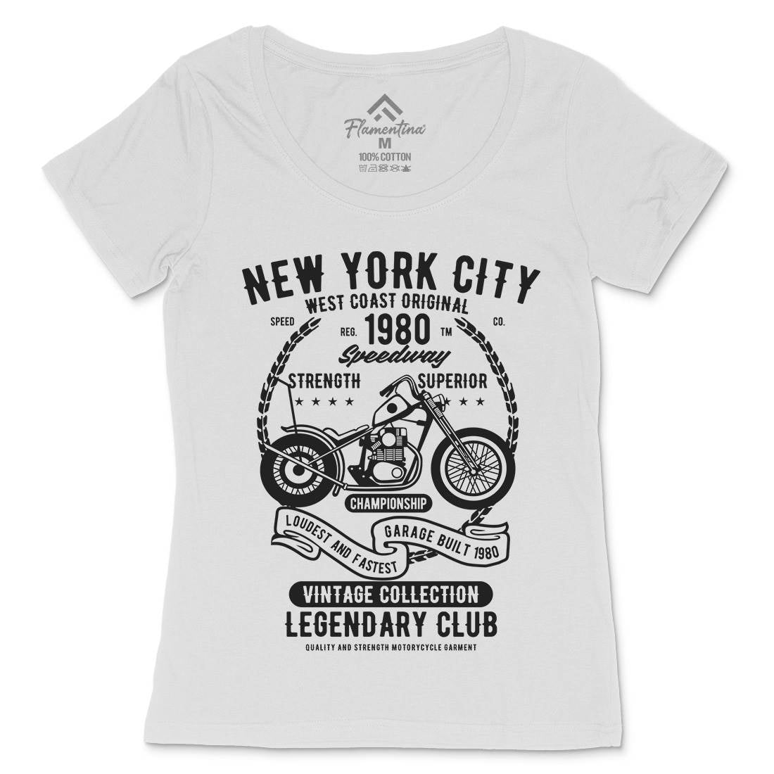 New York City Speedway Womens Scoop Neck T-Shirt Motorcycles B430