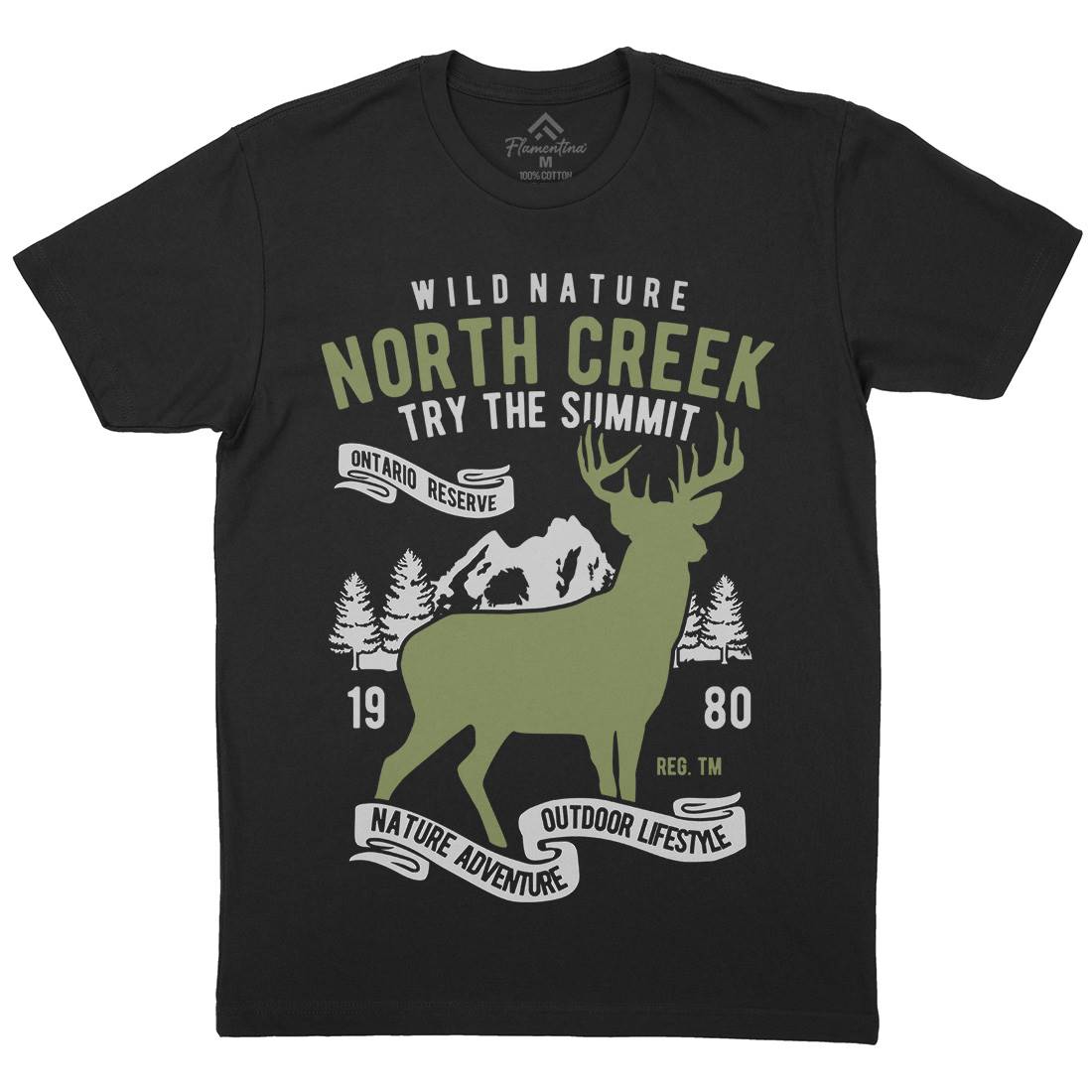 North Creek Deer Nature Mens Crew Neck T-Shirt Nature B431