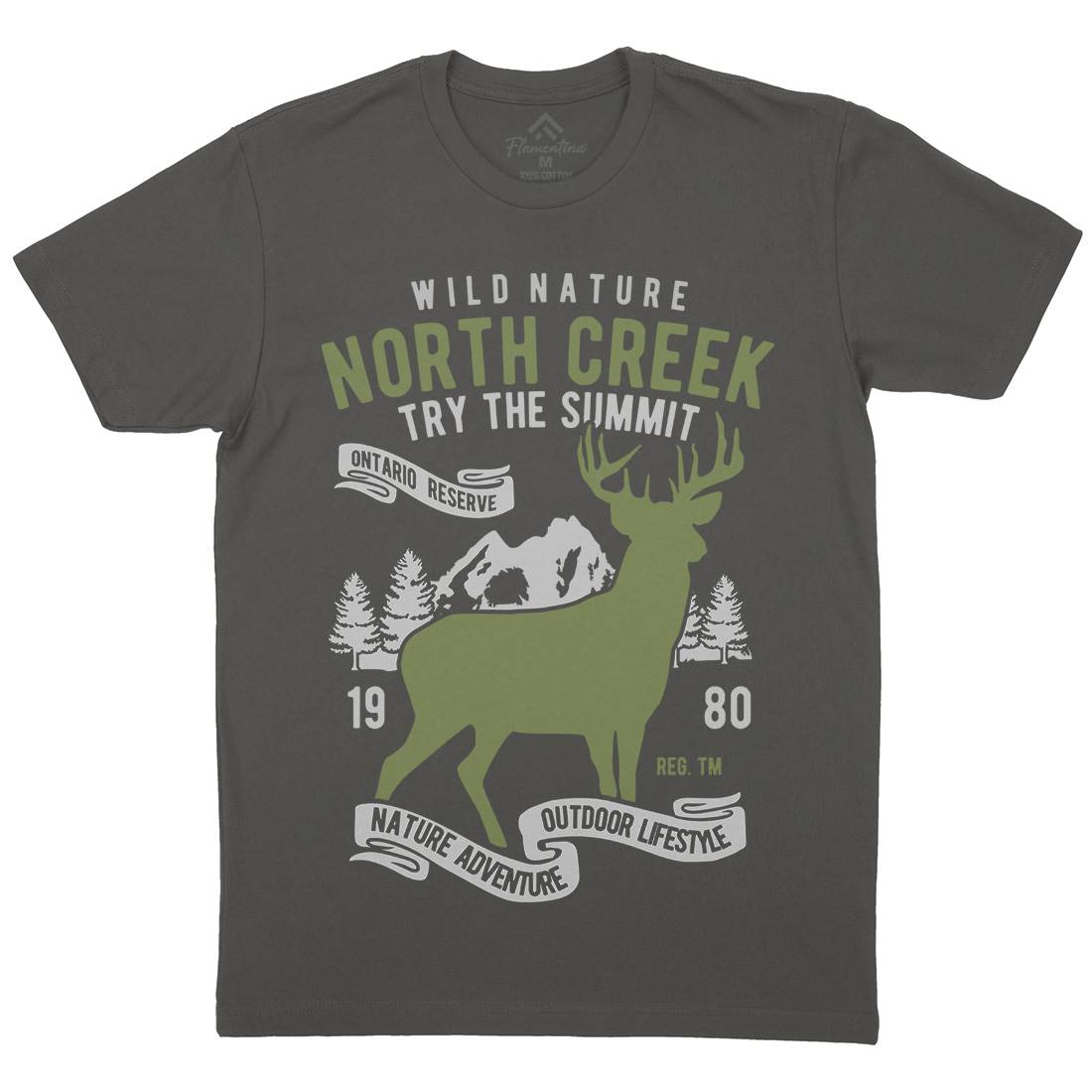 North Creek Deer Nature Mens Crew Neck T-Shirt Nature B431
