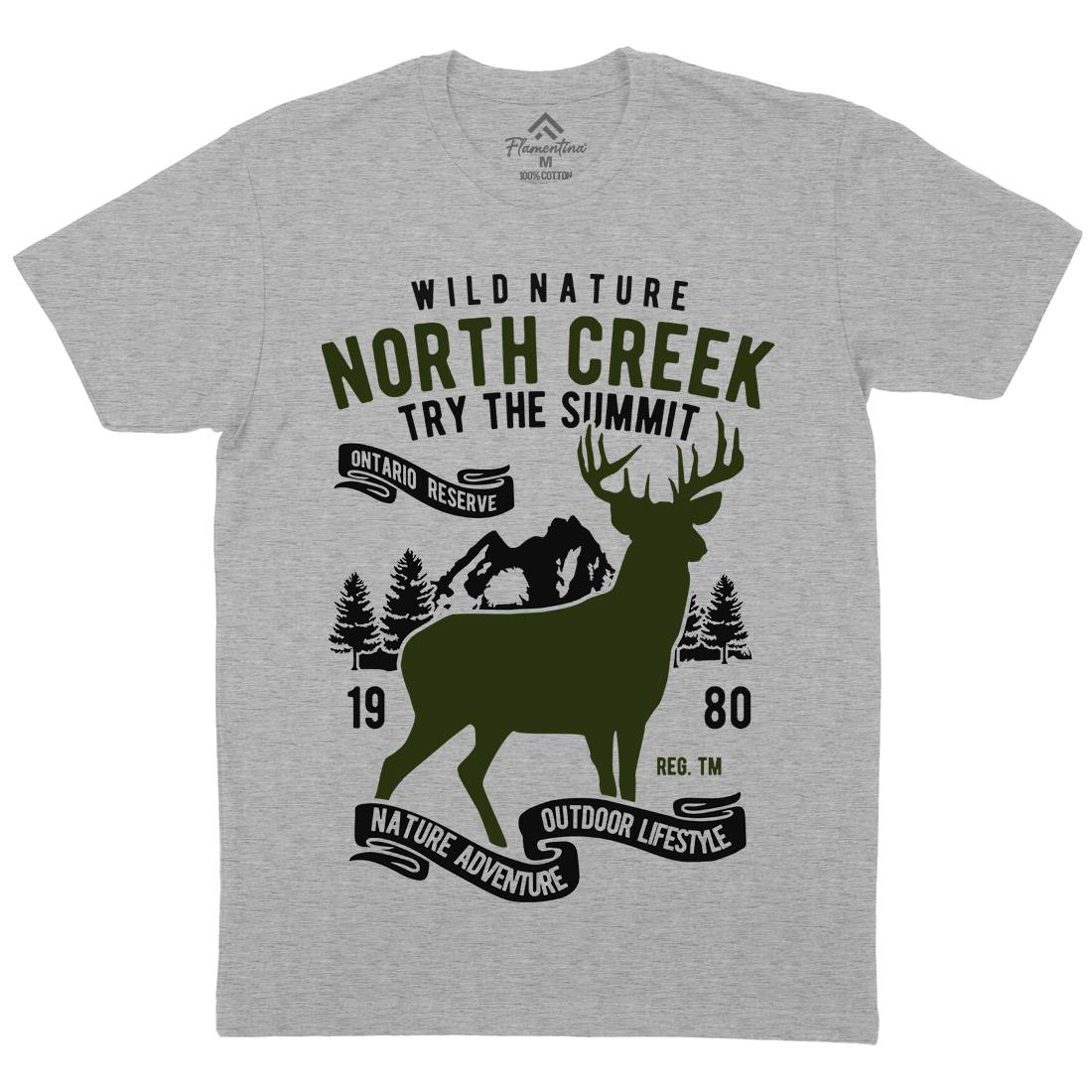 North Creek Deer Nature Mens Organic Crew Neck T-Shirt Nature B431