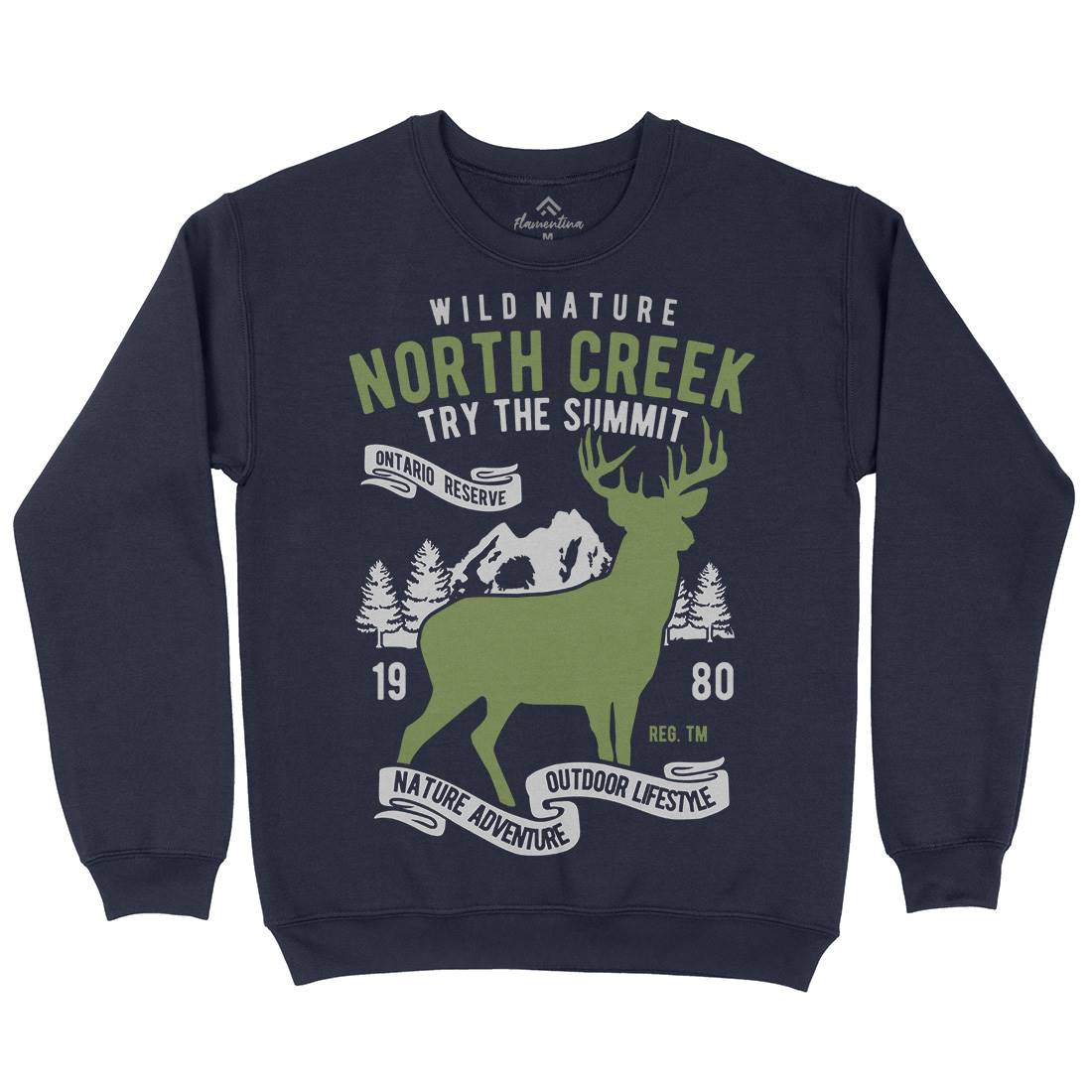 North Creek Deer Nature Mens Crew Neck Sweatshirt Nature B431
