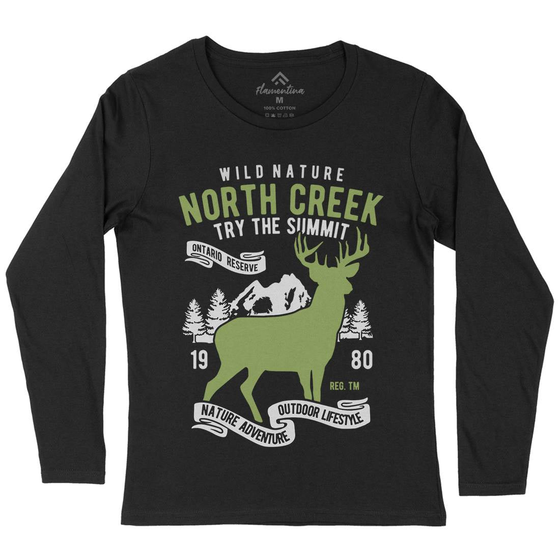 North Creek Deer Nature Womens Long Sleeve T-Shirt Nature B431